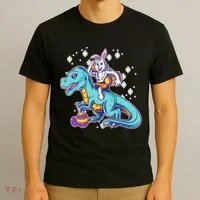 Funny Easter Bunny Riding T-Rex T-Shirt thumb 3