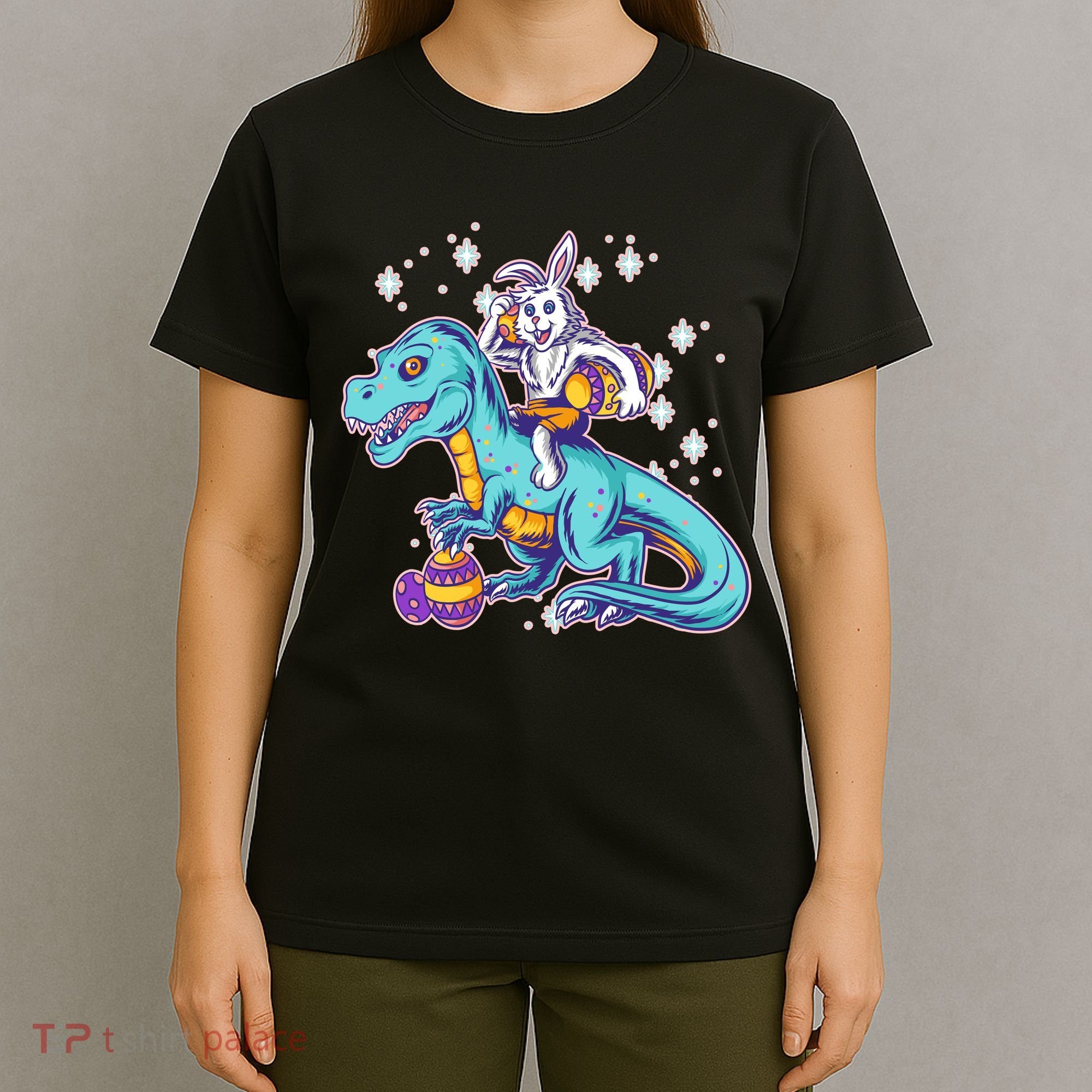 Funny Easter Bunny Riding T-Rex T-Shirt