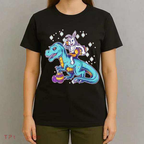 Funny Easter Bunny Riding T-Rex T-Shirt