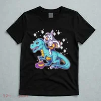 Funny Easter Bunny Riding T-Rex T-Shirt thumb 5