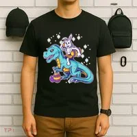 Funny Easter Bunny Riding T-Rex T-Shirt thumb 6