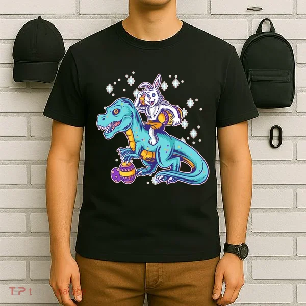 Funny Easter Bunny Riding T-Rex T-Shirt
