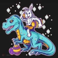 Funny Easter Bunny Riding T-Rex T-Shirt thumb 7