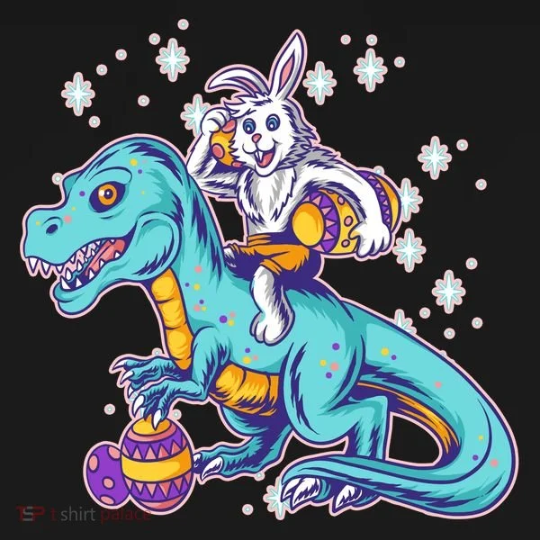 Funny Easter Bunny Riding T-Rex T-Shirt