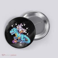 Funny Easter Bunny Riding T-Rex Button thumb 0