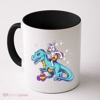 Funny Easter Bunny Riding T-Rex Coffee Mug thumb 0