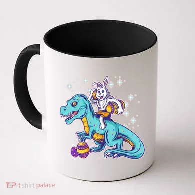 Funny Easter Bunny Riding T-Rex Coffee Mug