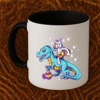 Funny Easter Bunny Riding T-Rex Coffee Mug thumb 2