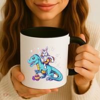 Funny Easter Bunny Riding T-Rex Coffee Mug thumb 3