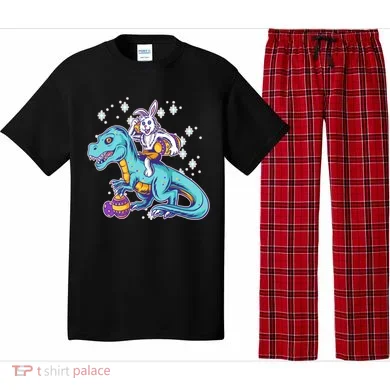 Funny Easter Bunny Riding T-Rex Pajama Set