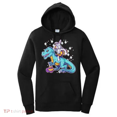 Funny Easter Bunny Riding T-Rex Women's Hoodie