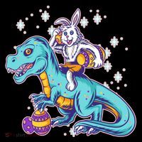 Funny Easter Bunny Riding T-Rex Women's Hoodie thumb 2