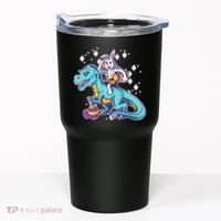 Funny Easter Bunny Riding T-Rex Tumbler thumb 0
