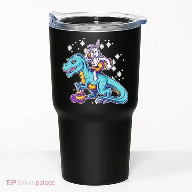 Funny Easter Bunny Riding T-Rex Tumbler