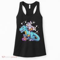 Funny Easter Bunny Riding T-Rex Women's Tank Top thumb 0