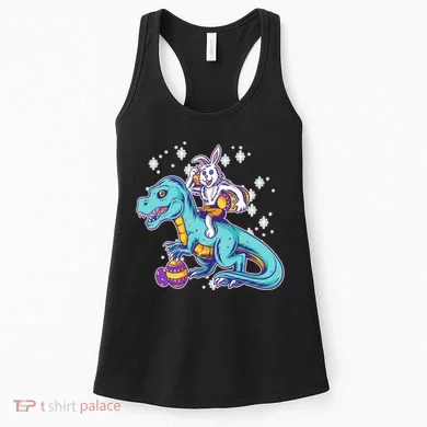Funny Easter Bunny Riding T-Rex Women's Tank Top