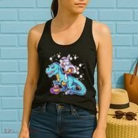 Funny Easter Bunny Riding T-Rex Women's Tank Top thumb 2