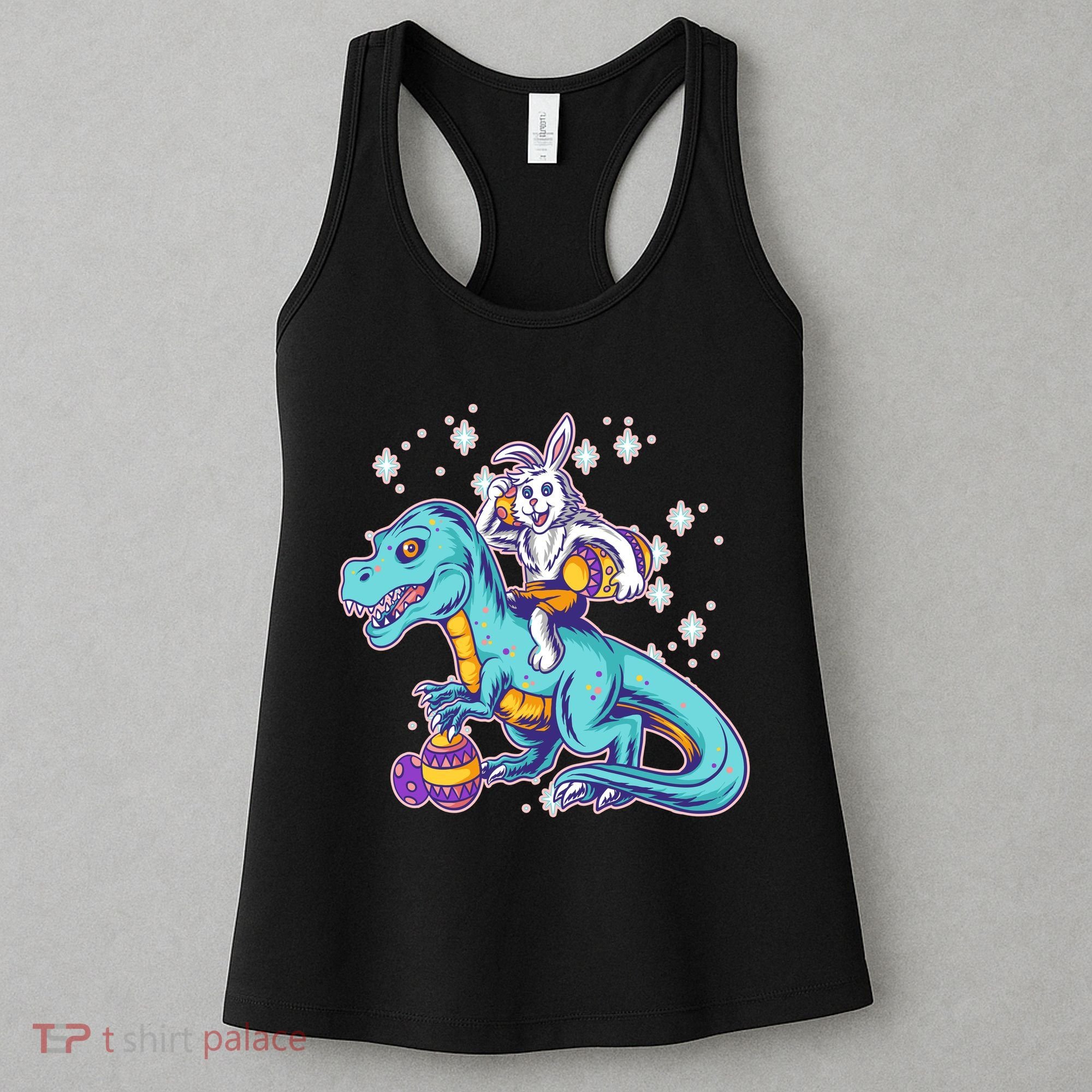 Funny Easter Bunny Riding T-Rex Women's Tank Top