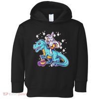 Funny Easter Bunny Riding T-Rex Toddler Hoodie thumb 0