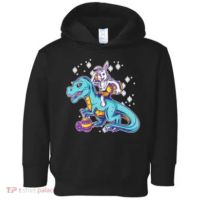 Funny Easter Bunny Riding T-Rex Toddler Hoodie