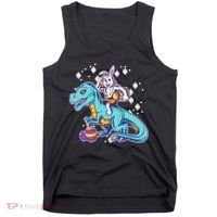 Funny Easter Bunny Riding T-Rex Tank Top thumb 0