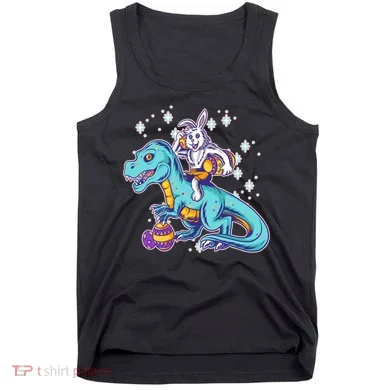 Funny Easter Bunny Riding T-Rex Tank Top