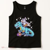 Funny Easter Bunny Riding T-Rex Tank Top thumb 2
