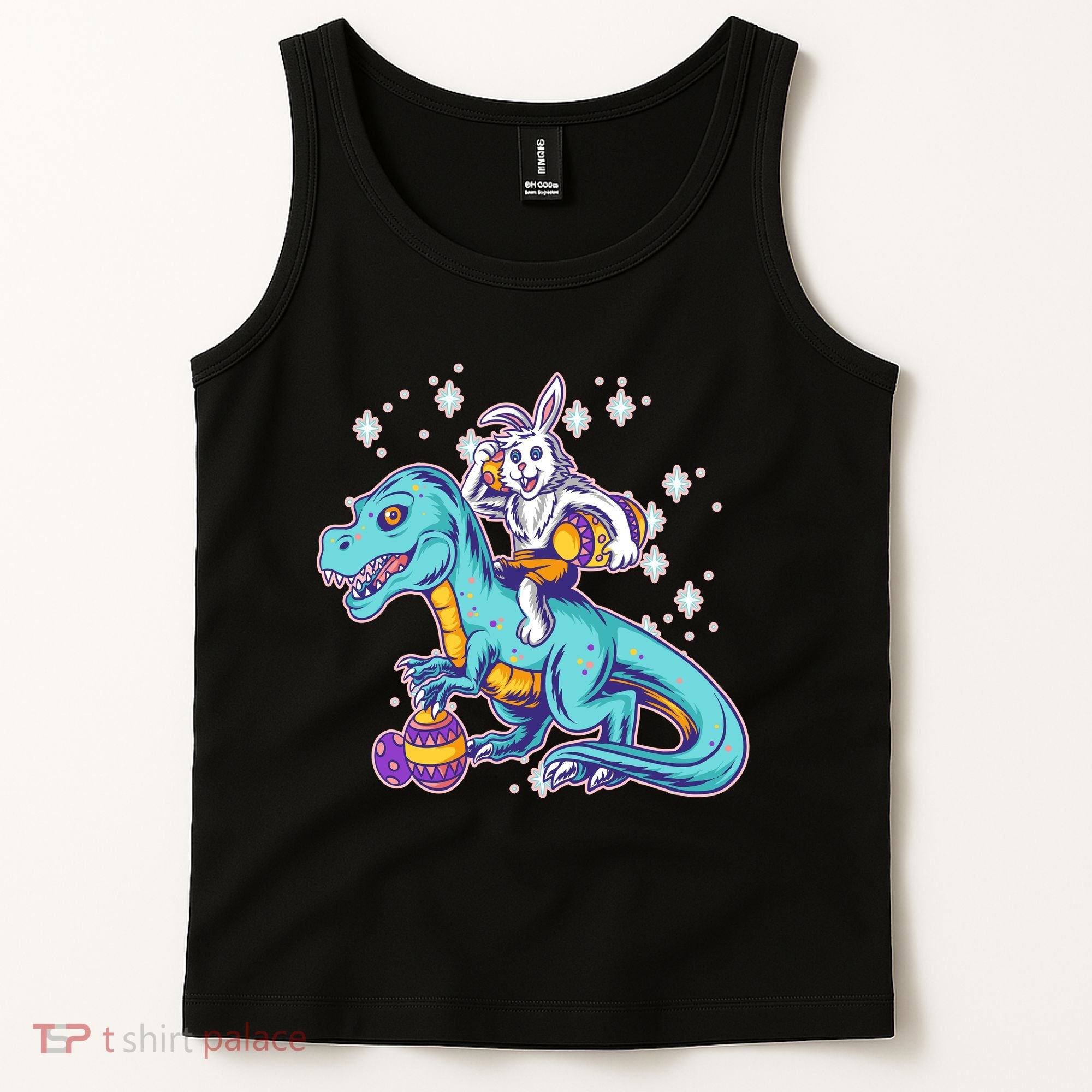 Funny Easter Bunny Riding T-Rex Tank Top
