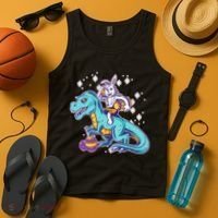 Funny Easter Bunny Riding T-Rex Tank Top thumb 4
