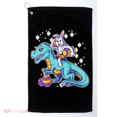 Funny Easter Bunny Riding T-Rex Golf Towel