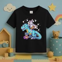 Funny Easter Bunny Riding T-Rex Toddler T-Shirt thumb 3