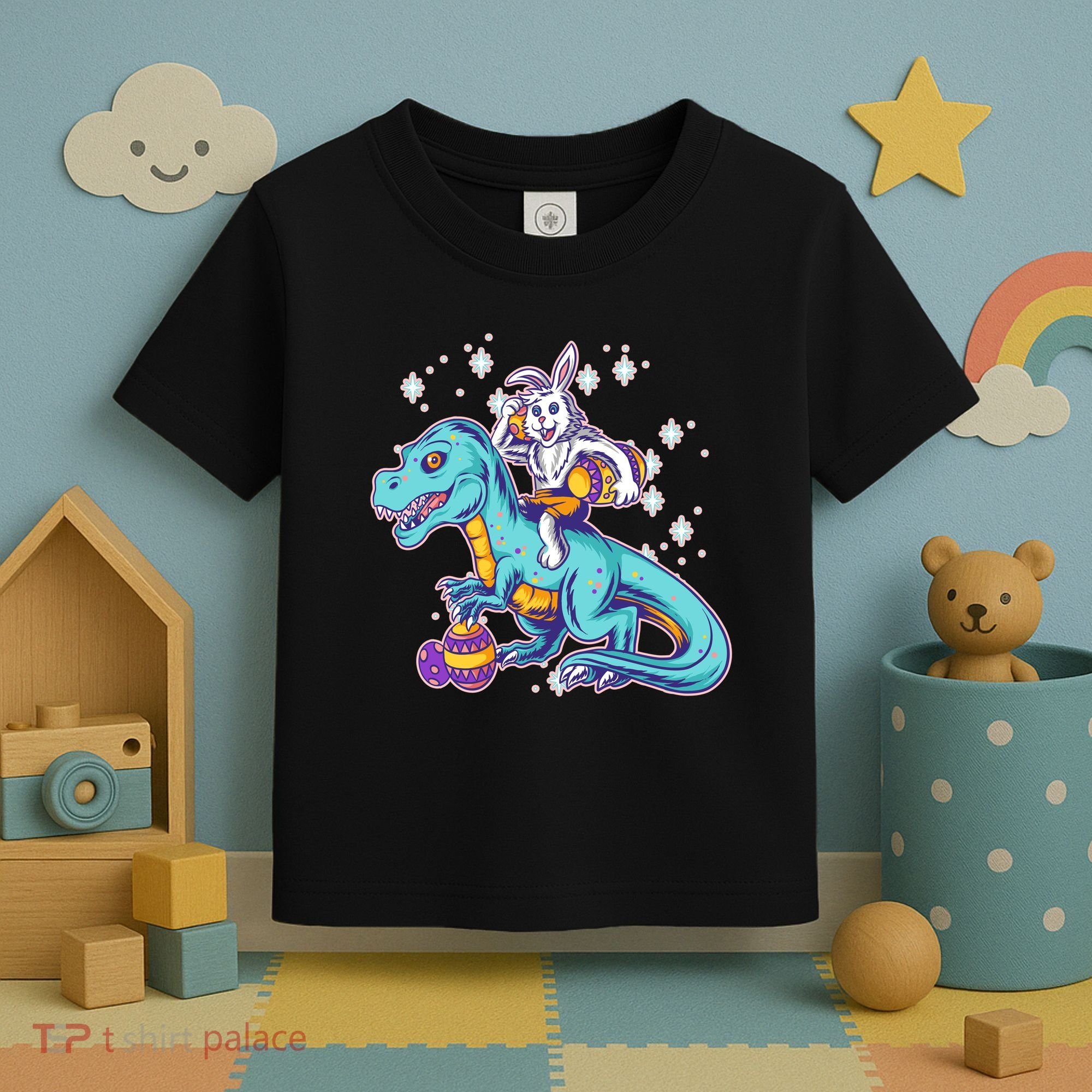 Funny Easter Bunny Riding T-Rex Toddler T-Shirt