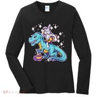 Funny Easter Bunny Riding T-Rex Women's Long Sleeve Shirt thumb 0