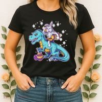 Funny Easter Bunny Riding T-Rex Women's T-Shirt thumb 2