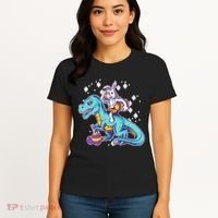 Funny Easter Bunny Riding T-Rex Women's T-Shirt thumb 4