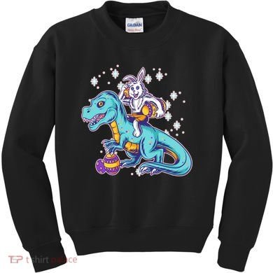 Funny Easter Bunny Riding T-Rex Kids Sweatshirt