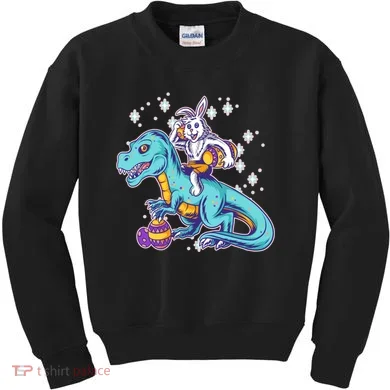Funny Easter Bunny Riding T-Rex Kids Sweatshirt