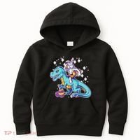 Funny Easter Bunny Riding T-Rex Kids Hoodie thumb 0
