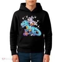 Funny Easter Bunny Riding T-Rex Kids Hoodie thumb 4