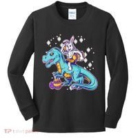 Funny Easter Bunny Riding T-Rex Kids Long Sleeve Shirt thumb 0