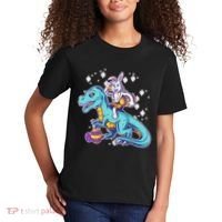 Funny Easter Bunny Riding T-Rex Kids T-Shirt thumb 2