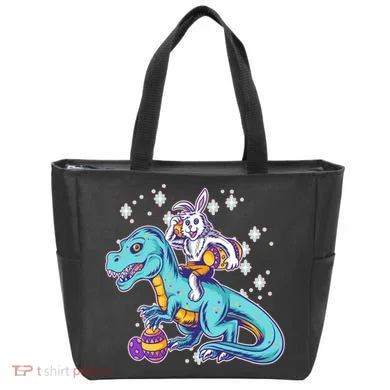 Funny Easter Bunny Riding T-Rex Tote Bag