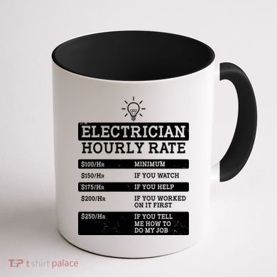 Funny Electrician Hourly Rate List Coffee Mug back