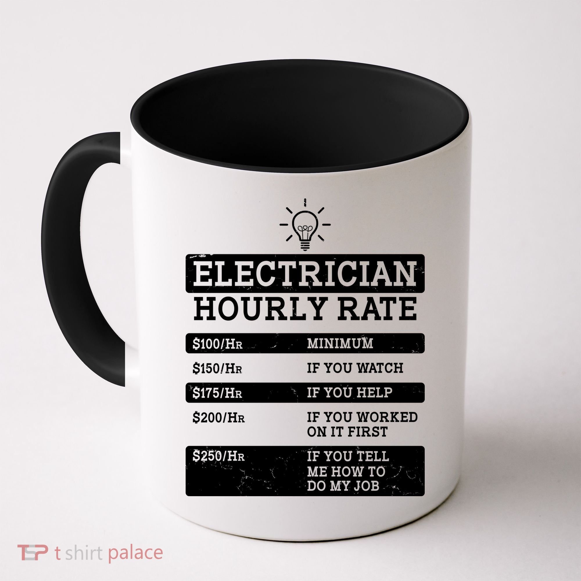 Funny Electrician Hourly Rate List Coffee Mug