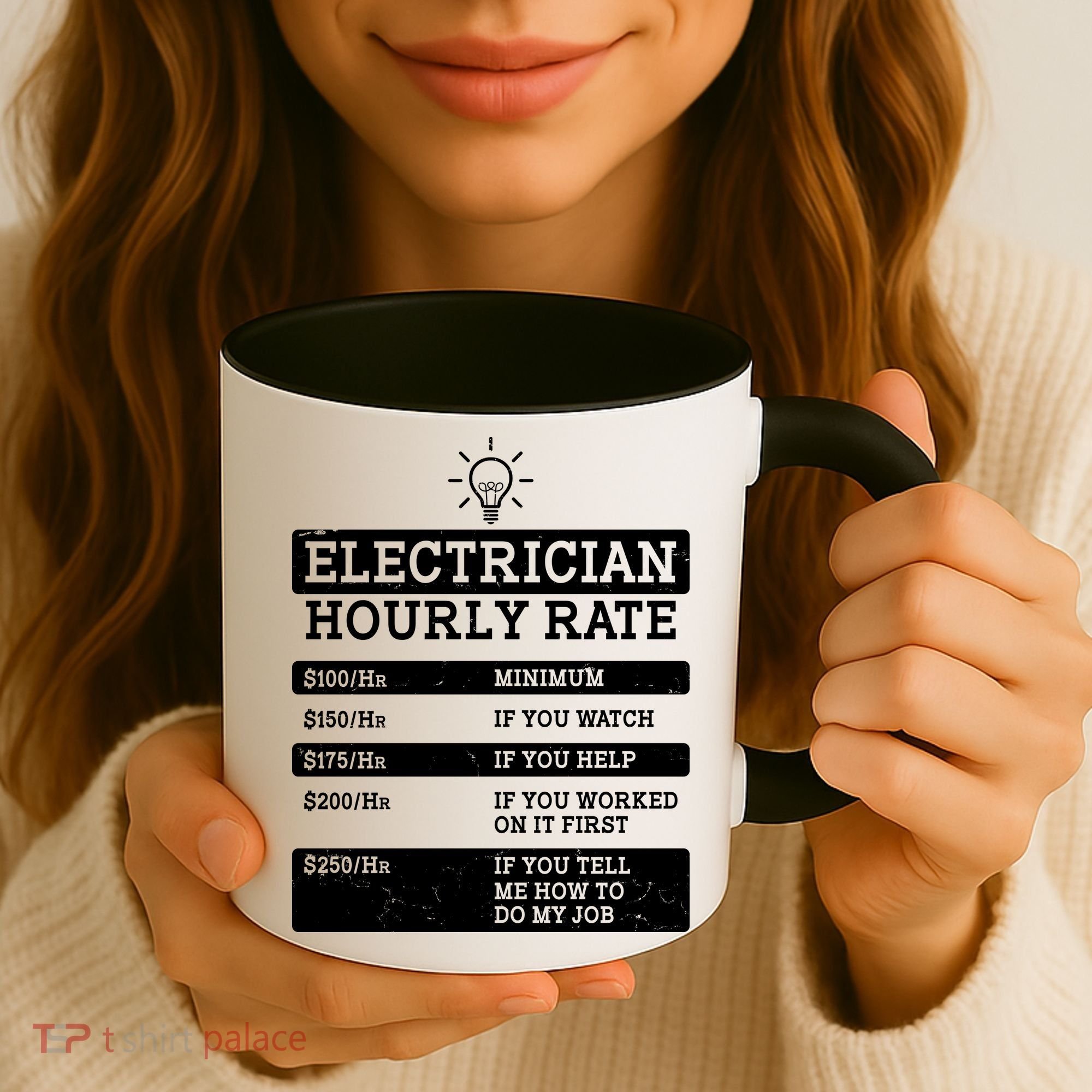 Funny Electrician Hourly Rate List Coffee Mug