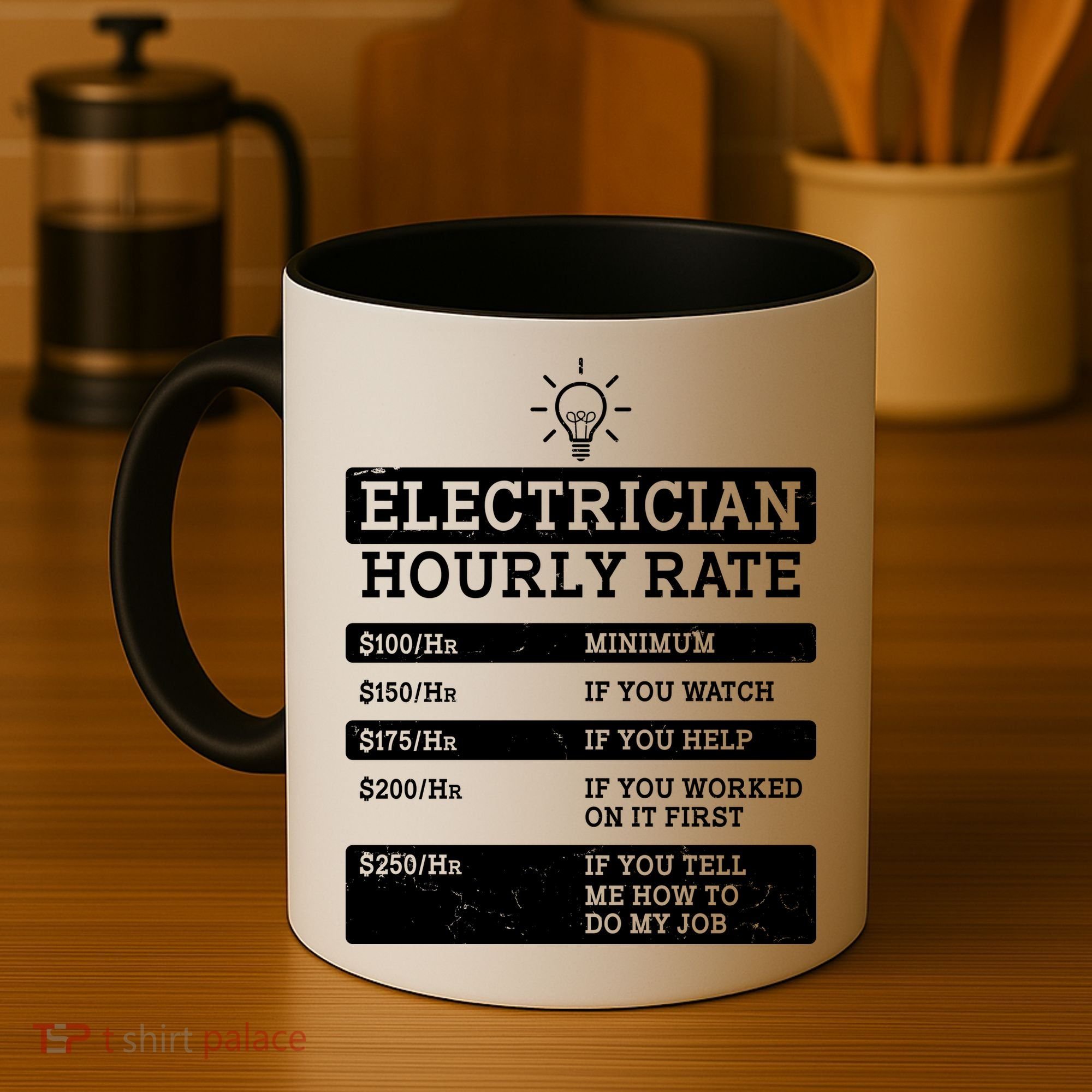 Funny Electrician Hourly Rate List Coffee Mug