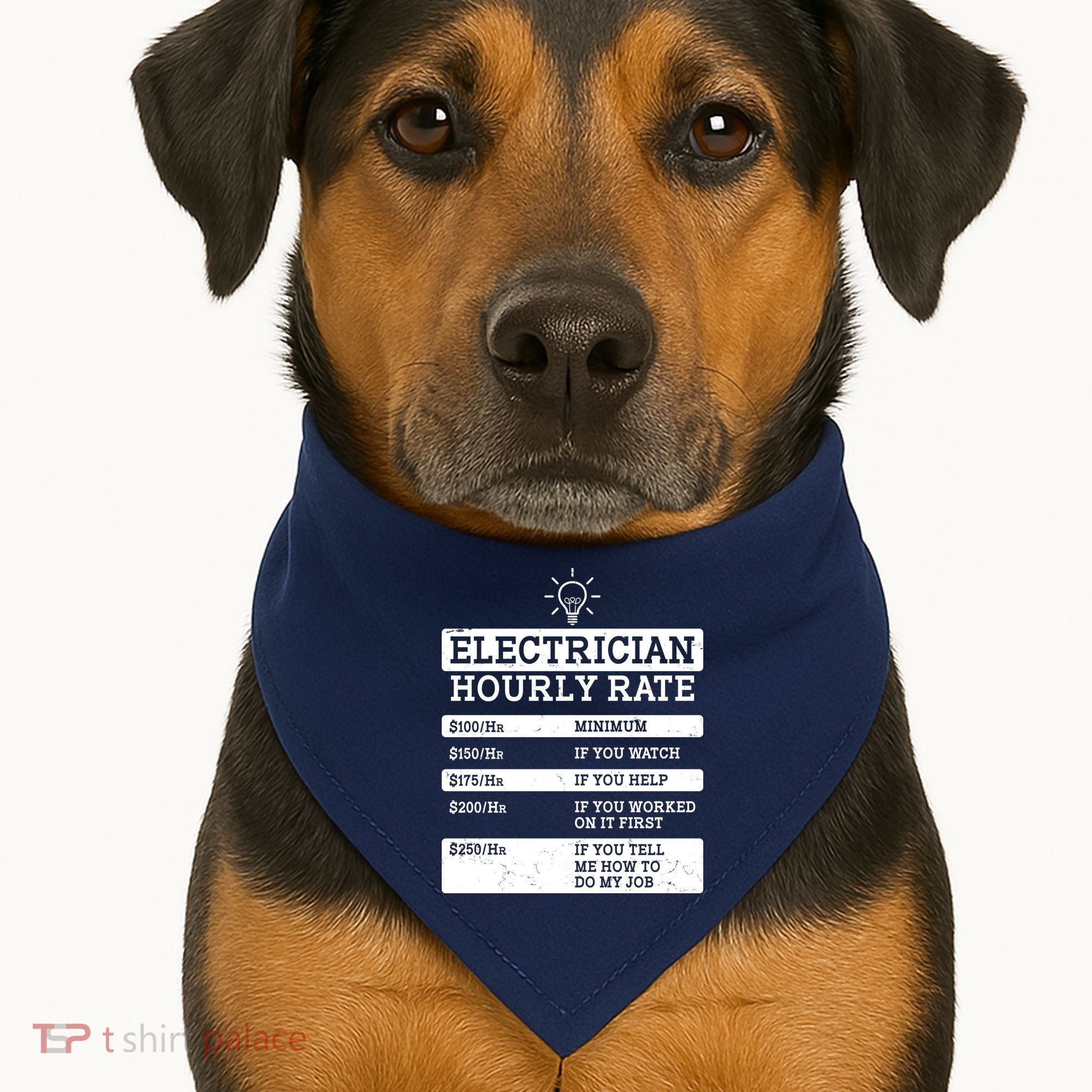Funny Electrician Hourly Rate List USA-Made Doggie Bandana