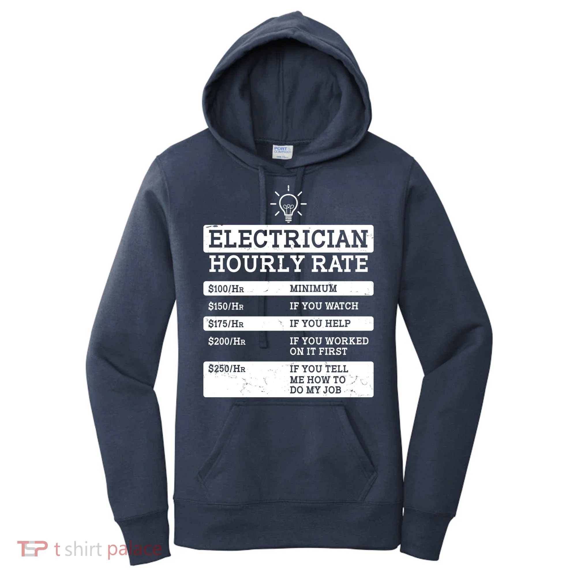 Funny Electrician Hourly Rate List Women's Hoodie