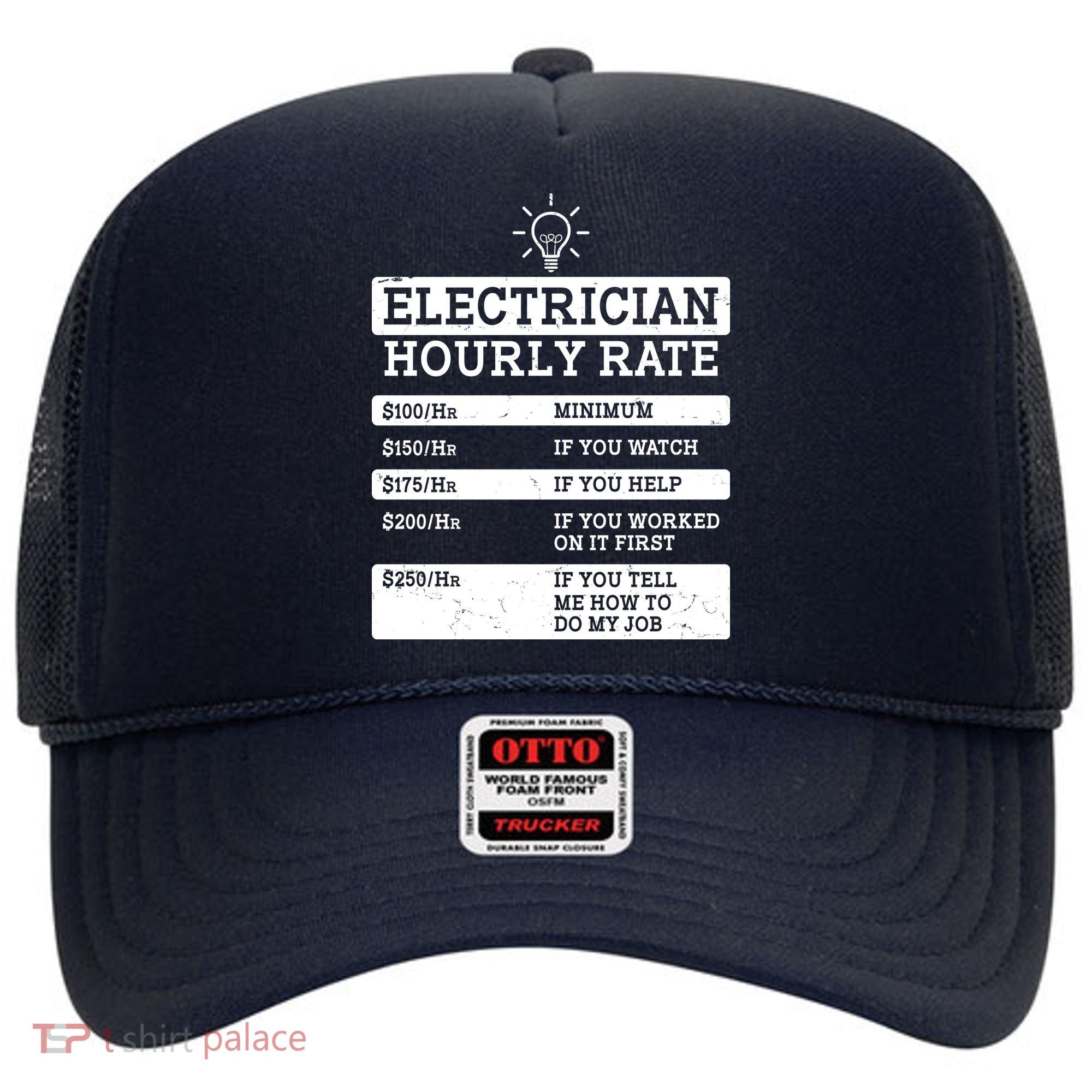 Funny Electrician Hourly Rate List Hat