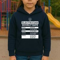 Funny Electrician Hourly Rate List Kids Hoodie thumb 3